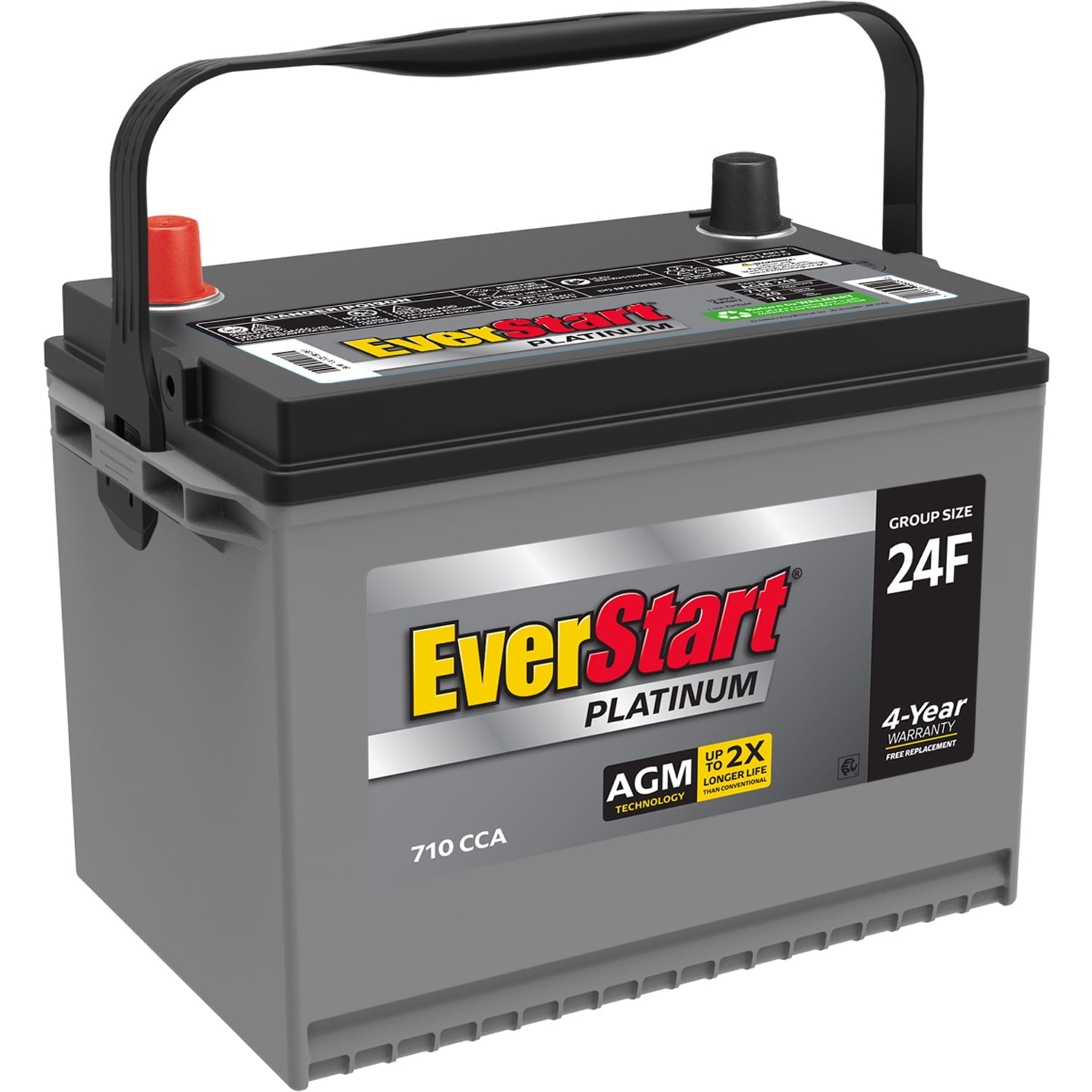 EverStart Platinum AGM Automotive Battery, Group Size 24F 12 Volt, 710 CCA with Top Post Epoxy Coated Battery Terminals