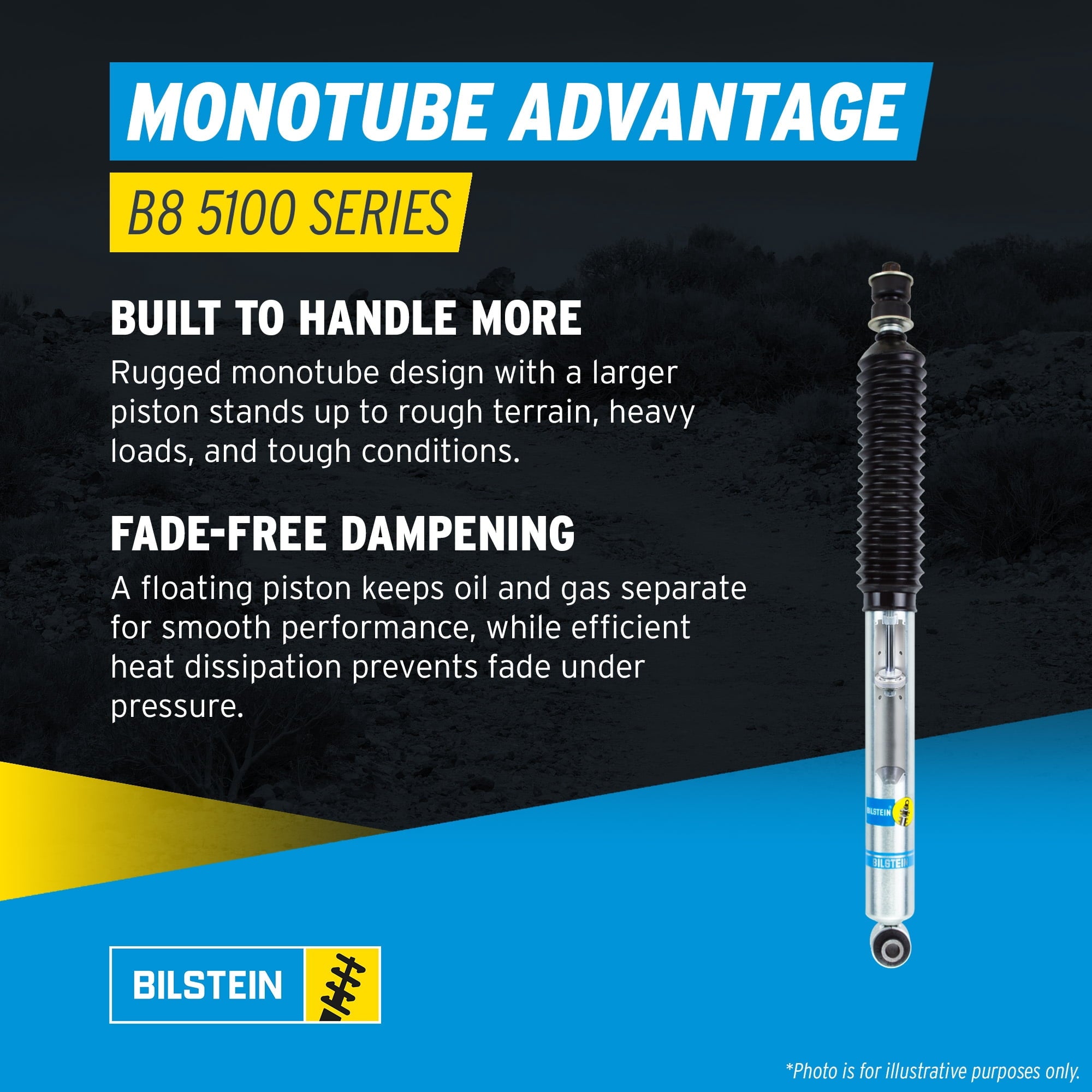 Bilstein Set of Front and Rear B8 5100 Series Shocks Compatible with 2007-2021 Tundra with 0-1 Rear Lift | Provides 0.875-2.3 Front Lift