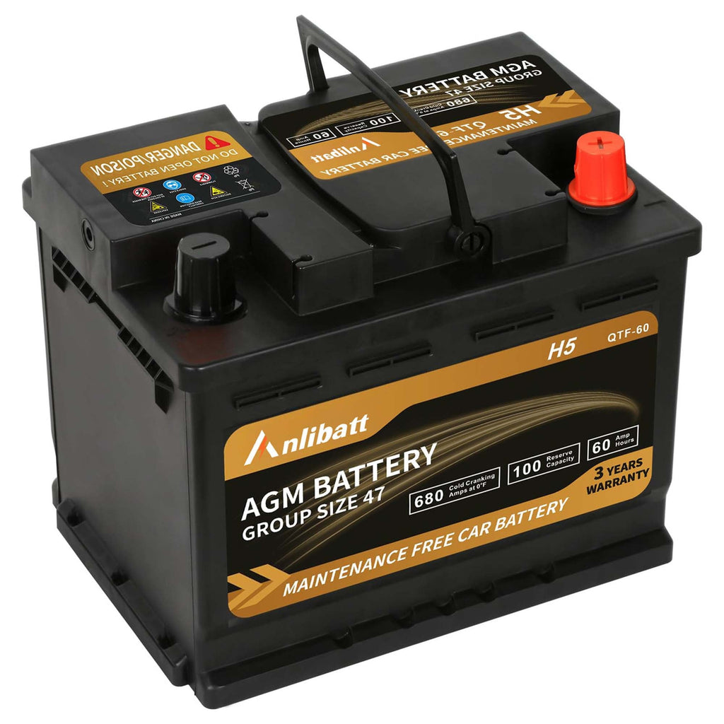 Anlibatt Car AGM Battery Group Size 48 H6 Start Stop Battery 12V 70Ah 760CCA Maintenance Free Rechargeable