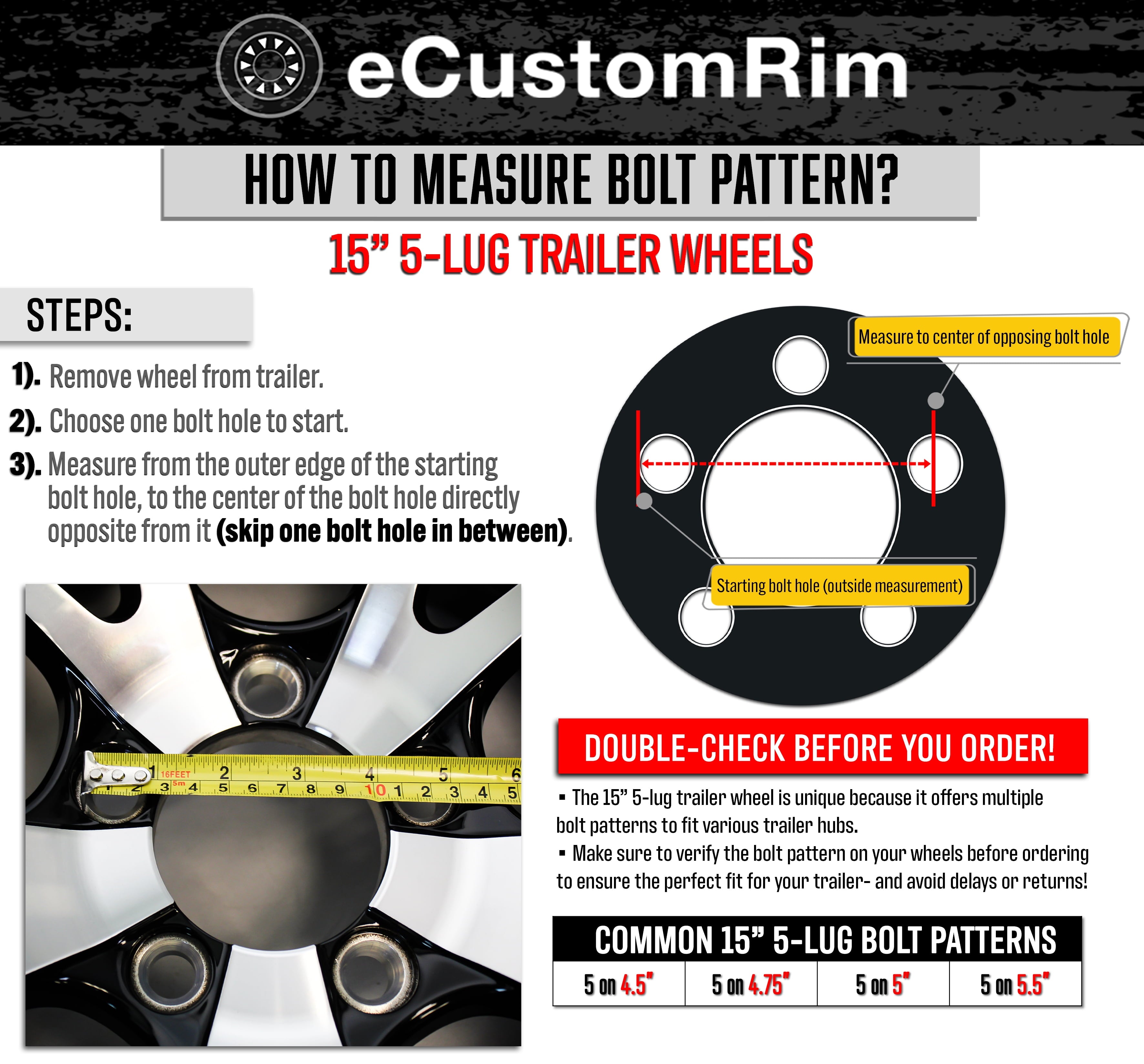 eCustomrim 2-Pack Trailer Tire Rim ST185/80D13 Load C 13 Inch 5 Lug Galvanized Wheel