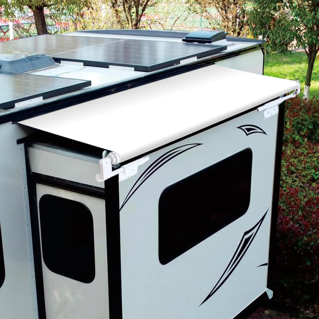 Dulepax RV Slide Out Awning Camper Topper Modular Slide Out Awning Kit for RVs,5th Wheels,Travel Trailers and Motorhomes-White,11'3''(10'7''Fabric)